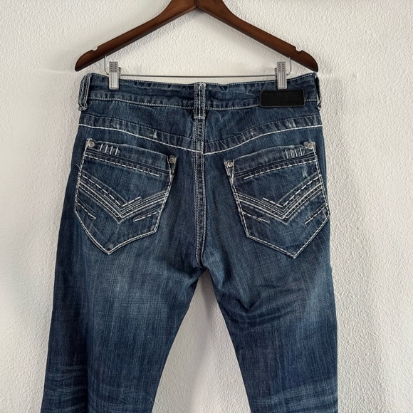 Buckle Black Jeans Distressed Denim Three Fit 34X32 Fade Stitching Medium Wash - Picture 3 of 16